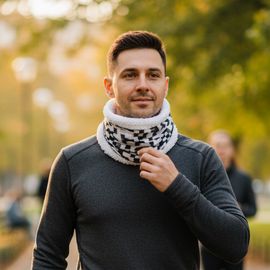 BUFF INVIERNO - CUADRADITOS BLANCO Y NEGRO